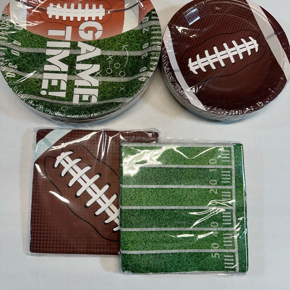 Football Party Supplies Set - Green and Brown